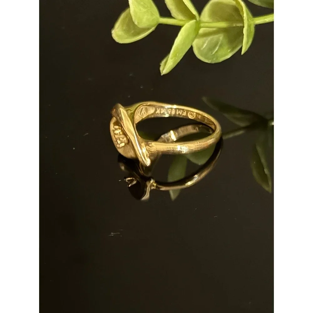 Franklin Mint 14k Yellow Gold Diamond Calla Lily Ring-Vintage